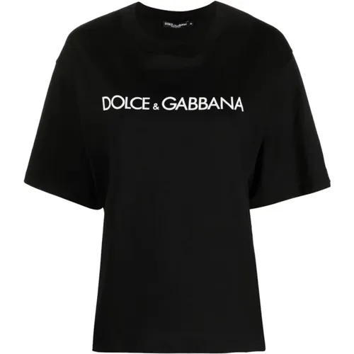 Casual Baumwoll T-Shirt , Damen, Größe: S - Dolce & Gabbana - Modalova