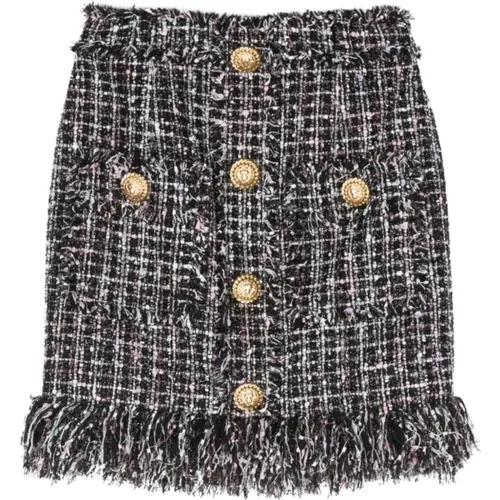 Fringed Tweed Kurzer Rock Balmain - Balmain - Modalova