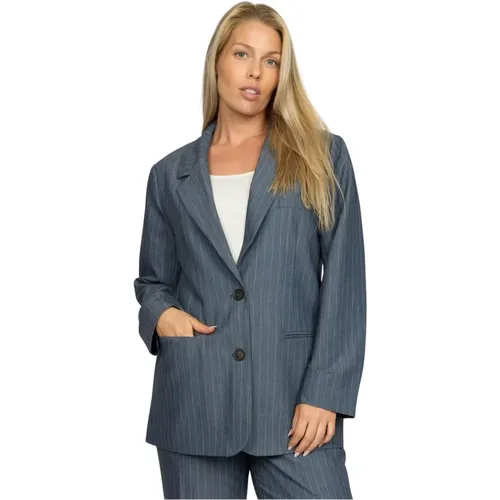 Pinstripe Blazer Blue Pin , female, Sizes: L, 3XL, M, XS - 2-Biz - Modalova