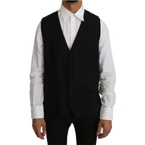 Upgrade Your Formal Look with this Wool Silk Vest , male, Sizes: L - Dolce & Gabbana - Modalova