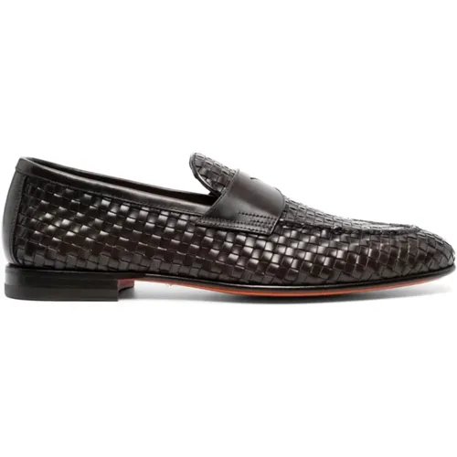 Classic Braided Leather Loafers , male, Sizes: 6 UK, 9 1/2 UK, 8 1/2 UK, 9 UK, 7 1/2 UK, 7 UK, 8 UK, 6 1/2 UK, 10 1/2 UK, 10 UK - Santoni - Modalova