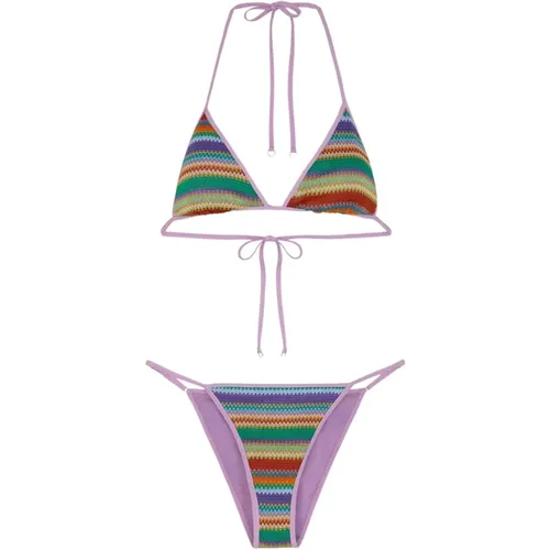 Gehäkeltes Triangel-Bikini mit brasilianischem verstellbarem Slip , Damen, Größe: M - Me-Fui - Modalova