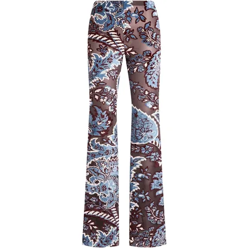 Blaue Blumen Paisley Samt Hose Etro - ETRO - Modalova