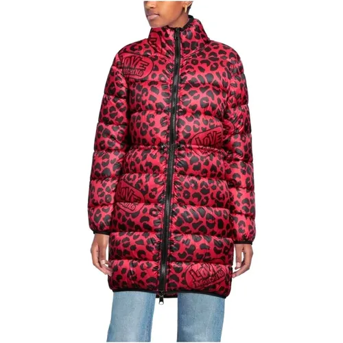 Leopardenmuster Daunenjacke , Damen, Größe: M - Love Moschino - Modalova