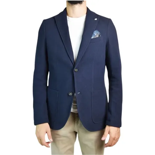 Blaue Jacke mit Zwei Knöpfen und Revers - Manuel Ritz - Modalova