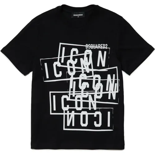 T-Shirt mit versetztem Effekt und Icon-Print - Dsquared2 - Modalova