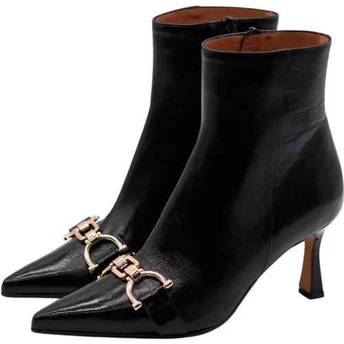 Leather Boots with Thin Heel and Buckles , female, Sizes: 7 UK, 4 UK, 5 1/2 UK, 4 1/2 UK - Roberto Festa - Modalova