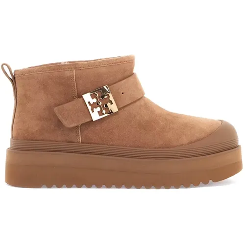 Wildleder Plateau Stiefeletten mit Lammfell - TORY BURCH - Modalova