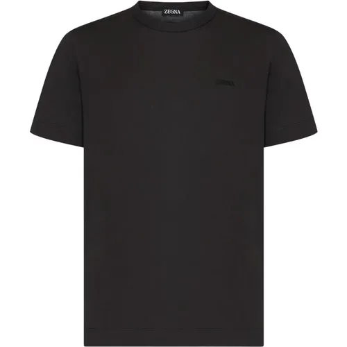 Dark Cotton Crew Neck T-shirt , male, Sizes: M, XL - Ermenegildo Zegna - Modalova