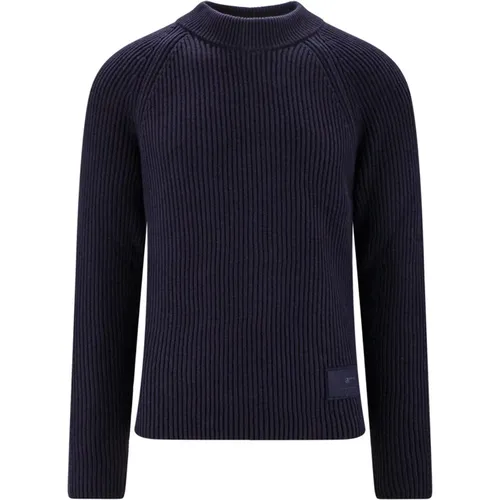 Ribbed Crewneck Sweater with Logo Detail , male, Sizes: M, S - Ami Paris - Modalova