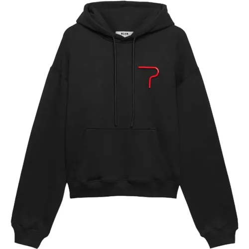 Schwarzer Hoodie Sweater Oversize Logo , Herren, Größe: S - MSGM - Modalova