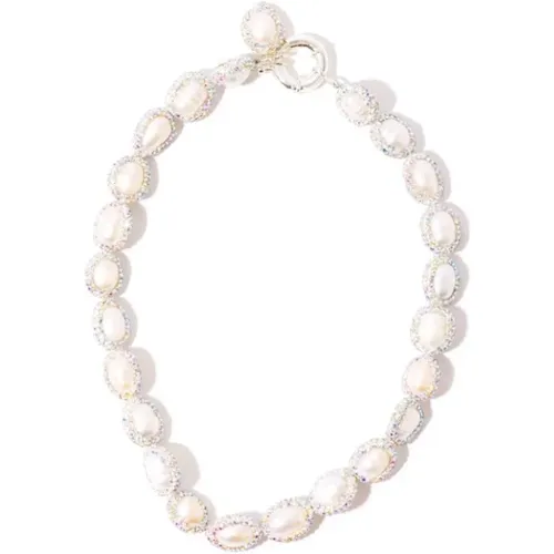 Kristall Perlen Choker Halskette , Damen, Größe: ONE Size - Pearl Octopuss.y - Modalova