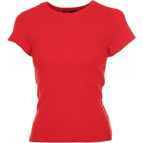 Geripptes Rundhals T-shirt , Damen, Größe: XS - drykorn - Modalova