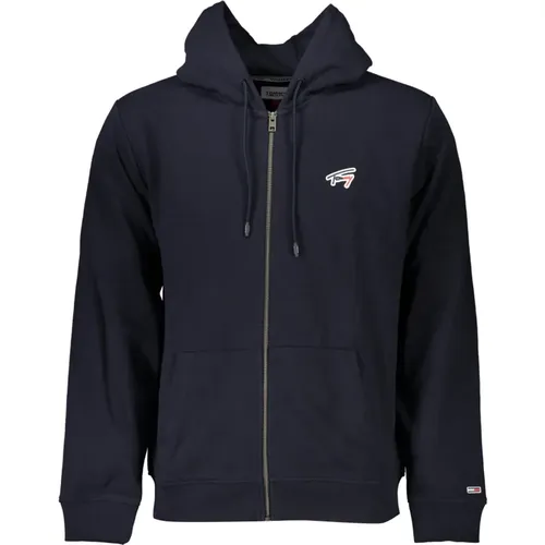 Blauer Kapuzenpullover mit Reißverschluss und Logo , Herren, Größe: XS - Tommy Hilfiger - Modalova