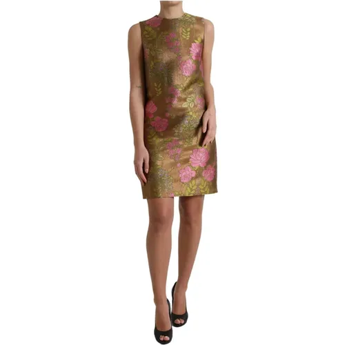 Floral Jacquard Sleeveless Mini Dress , female, Sizes: XS - Dolce & Gabbana - Modalova