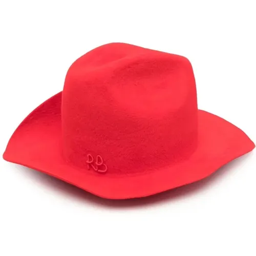 Felt Fedora Hat with Embroidered Logo , female, Sizes: M, S - Ruslan Baginskiy - Modalova