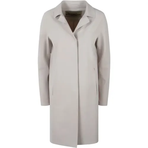 Stretch Jersey Coat with Laser-Cut Edges , female, Sizes: M - Herno - Modalova