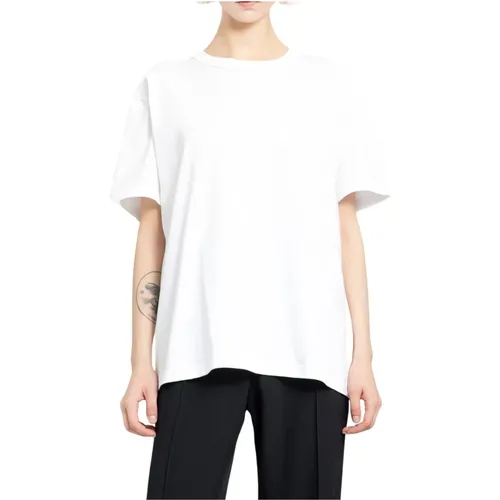 Weißes Puff Logo T-Shirt mit gebundenem Hals,T-Shirts,Dunkelgraues Puff Logo Crewneck T-Shirt - alexander wang - Modalova