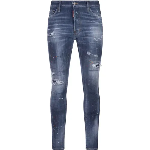 Blaue Skinny Jeans mit Used-Look , Herren, Größe: S - Dsquared2 - Modalova