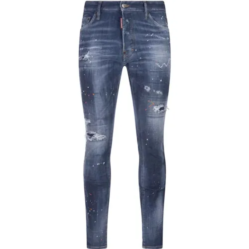 Blaue Skinny Jeans mit Used-Look , Herren, Größe: M - Dsquared2 - Modalova
