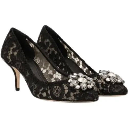 Rainbow Lace Pumps with Brooch , female, Sizes: 5 1/2 UK, 7 UK, 6 1/2 UK, 4 1/2 UK, 3 UK, 5 UK, 6 UK, 7 1/2 UK, 4 UK - Dolce & Gabbana - Modalova