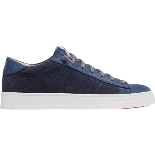 Blaue Wildleder-Sneakers mit Perforiertem Logo - P448 - Modalova