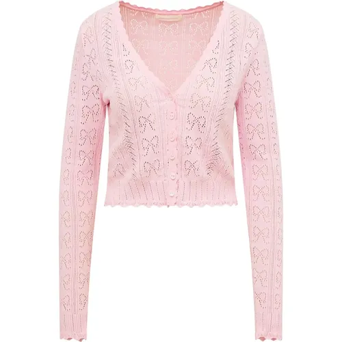 Petra Bow Pointelle Cardigan - Ballerina , Damen, Größe: S - LOVESHACKFANCY - Modalova