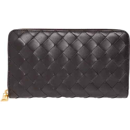 Leather wallet with Intrecciato weave - Bottega Veneta - Modalova