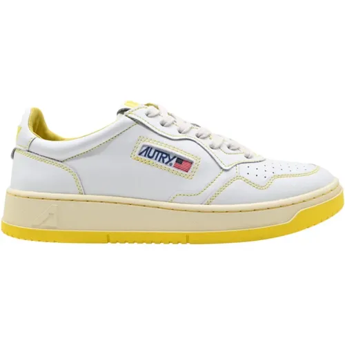 Yellow Leather Low Man Sneakers , female, Sizes: 9 UK - Autry - Modalova