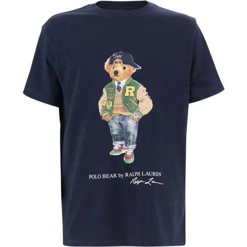 Cotton T-shirt with Polo Bear print , male, Sizes: L, S - Polo Ralph Lauren - Modalova