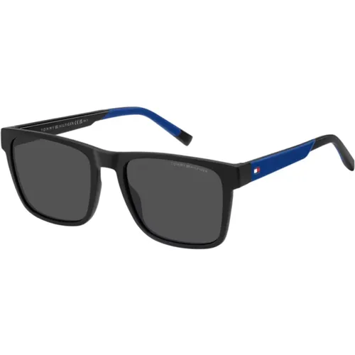 Schwarze Blau/Graue Sonnenbrille TH 2144/S , Herren, Größe: 55 MM - Tommy Hilfiger - Modalova