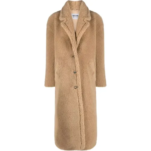 Single-Breasted Coat with Lapels , female, Sizes: XS - Moschino - Modalova