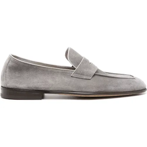 Grey Suede Penny Slot Loafers , male, Sizes: 9 1/2 UK - BRUNELLO CUCINELLI - Modalova