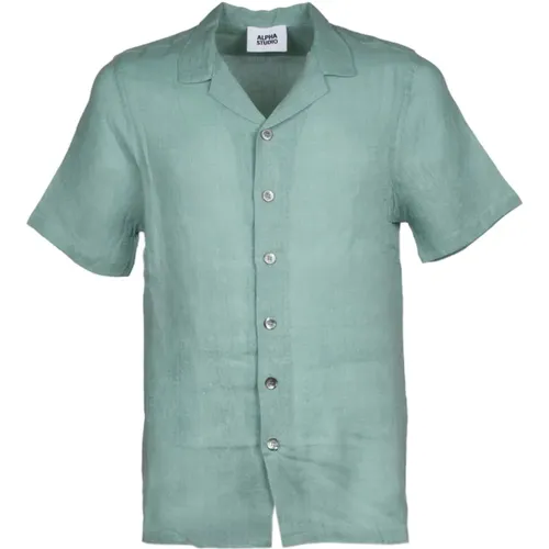 Aqua Bowling Shirt , male, Sizes: XL, 3XL, L, 2XL, M - Alpha Studio - Modalova