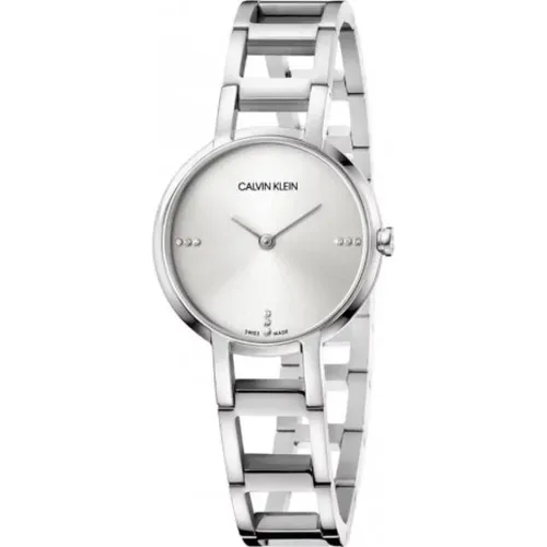 Quartz Women`s Watch with Silver Dial and Stone Adornments , female, Sizes: ONE SIZE - Calvin Klein - Modalova