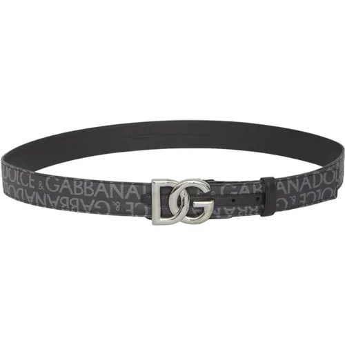 Schwarzer DG Logo Gürtel - Herren Accessoires Aw23 , Herren, Größe: 100 CM - Dolce & Gabbana - Modalova