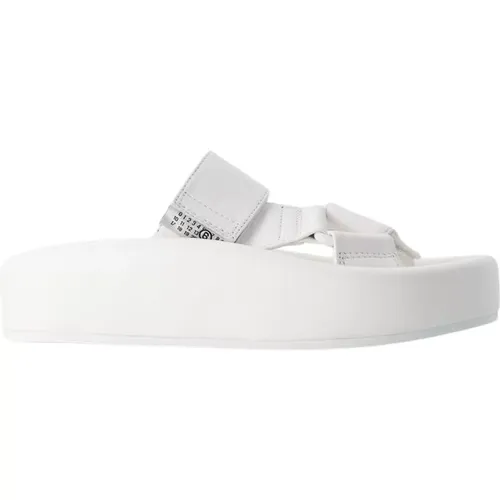 Weiße Leder Mandel Offene Zehen Sandalen , Damen, Größe: 38 EU - MM6 Maison Margiela - Modalova