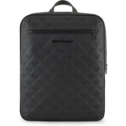 Slim Leather Backpack with Laptop Compartment , male, Sizes: ONE SIZE - Emporio Armani - Modalova