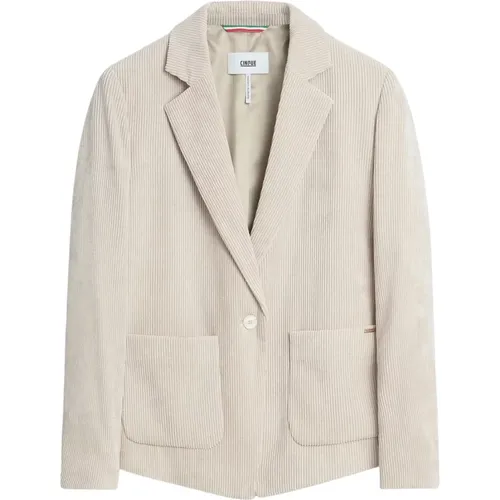 Moderner Cord-Blazer mit fließender Silhouette , Damen, Größe: M - CINQUE - Modalova