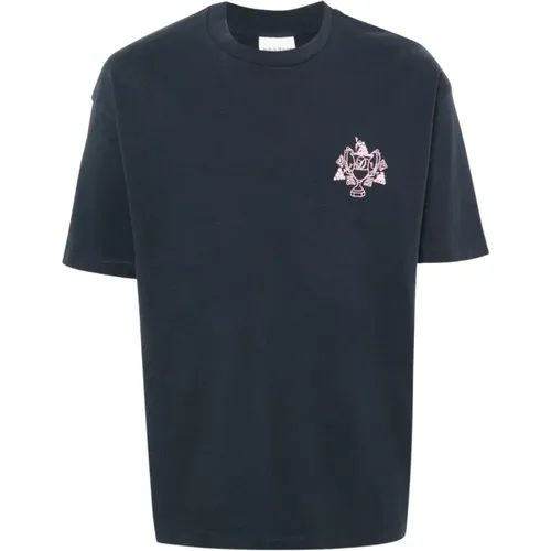 Crest Print T-shirt , male, Sizes: L - Drole de Monsieur - Modalova