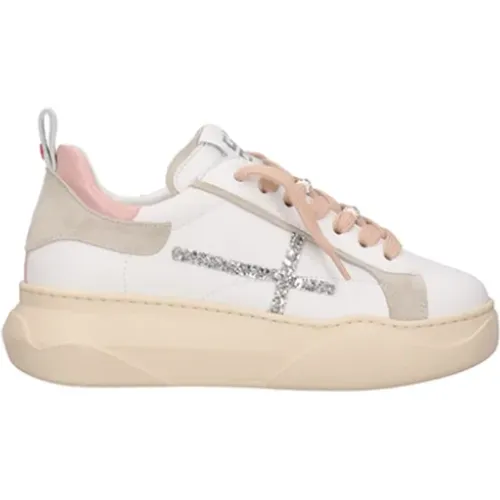 Damen-Ledersneakers - Weiß Gio+ - Gio+ - Modalova