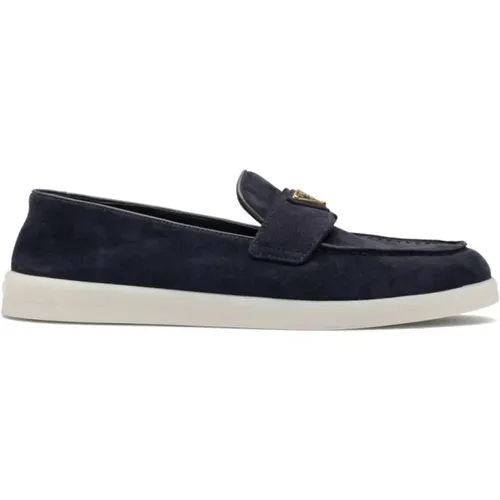 Flat shoes Suede Leather , female, Sizes: 4 UK, 3 UK - Prada - Modalova