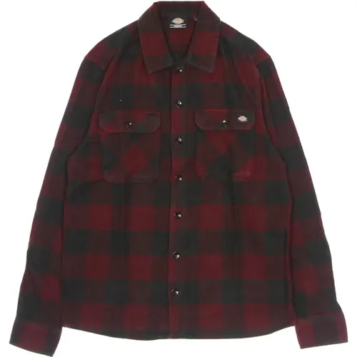 Maroon Flannel Long Sleeve Shirt , male, Sizes: XS, S - Dickies - Modalova