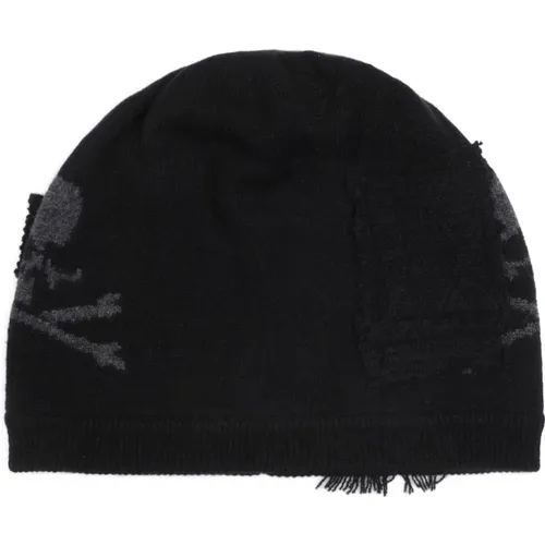 Schwarze Patchwork Beanie Mütze , Herren, Größe: M - Mastermind World - Modalova