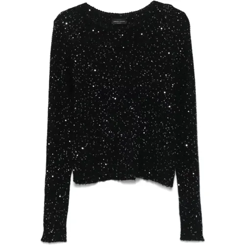 Sequin Sweater Boat Neck , female, Sizes: M, S, L - Roberto Collina - Modalova