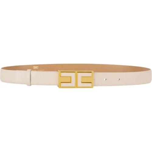 Classic Logo Belt in Leather , female, Sizes: XL, S, L - Elisabetta Franchi - Modalova