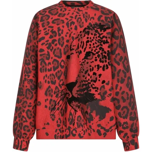 Leopard Print Oversized Sweatshirt , male, Sizes: XS - Dolce & Gabbana - Modalova