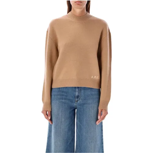 Esther Knit Crew Neck Camel Pullover , Damen, Größe: M - A.P.C. - Modalova