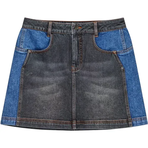 Zweifarbiger Jeansrock mit elegantem Streifen , Damen, Größe: XL - Munthe - Modalova