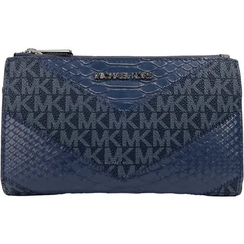 Python Navy Double Zip Wallet , female, Sizes: ONE SIZE - Michael Kors - Modalova